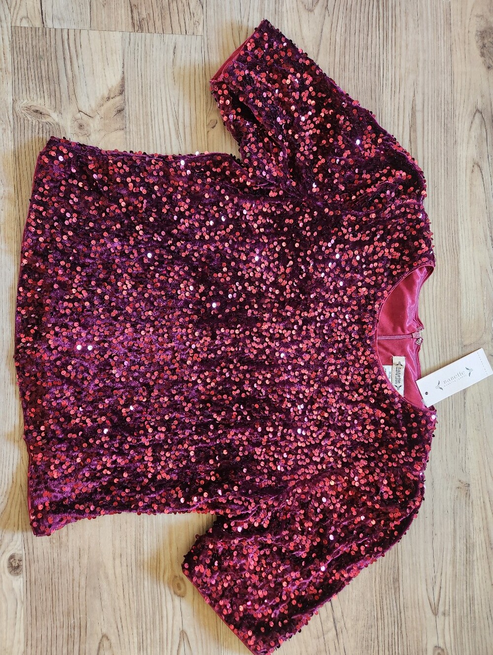 Nanette Lepore Ruby Red Sequins Velvet Top NWT - Picture 2 of 3